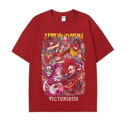 Wine Red / XS Tanjiro (Demon Slayer) Anime Oversize T-Shirt