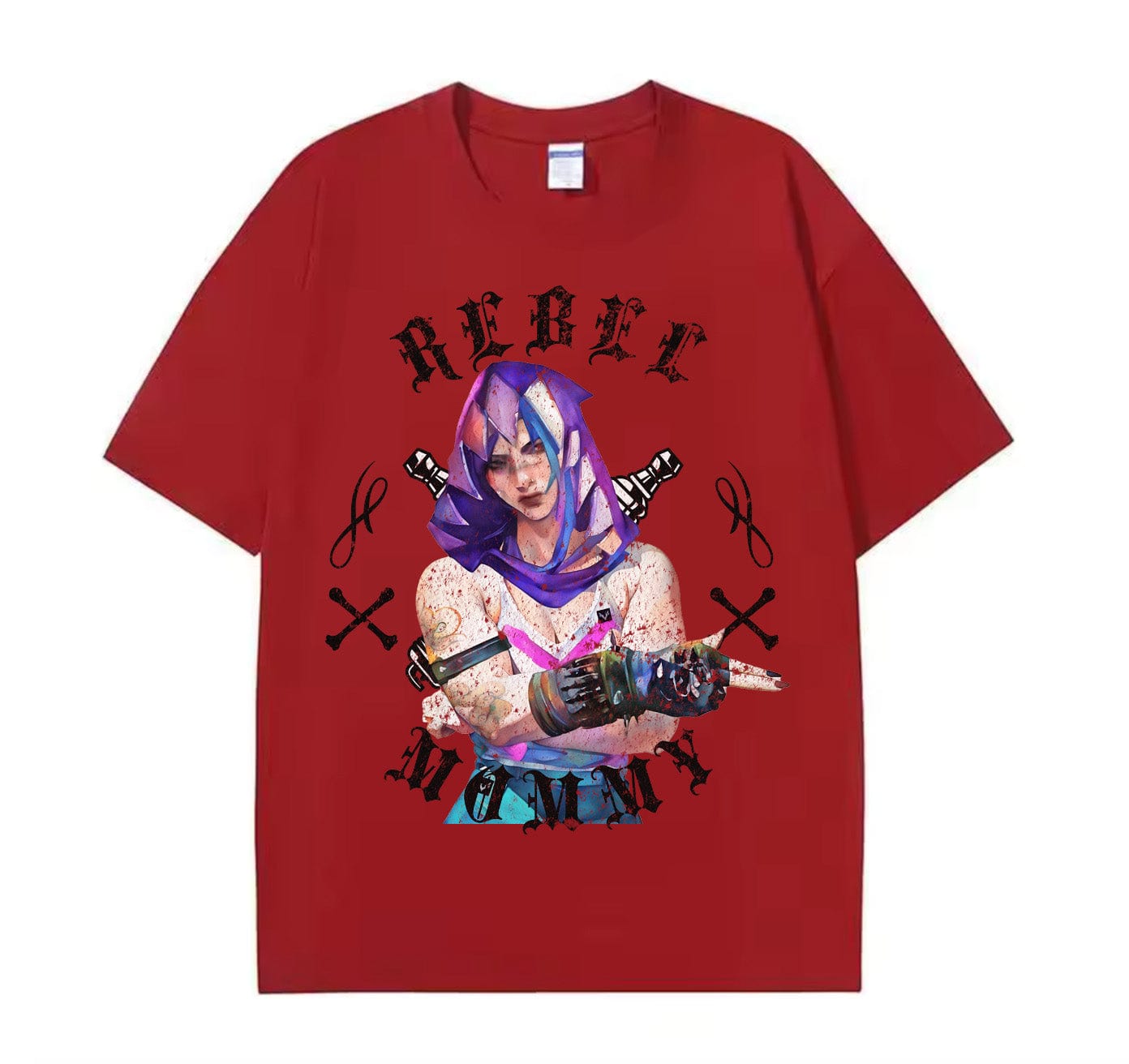 Wine Red / XS VI Rebel Mommy (Arcane) Anime Oversize T-shirt