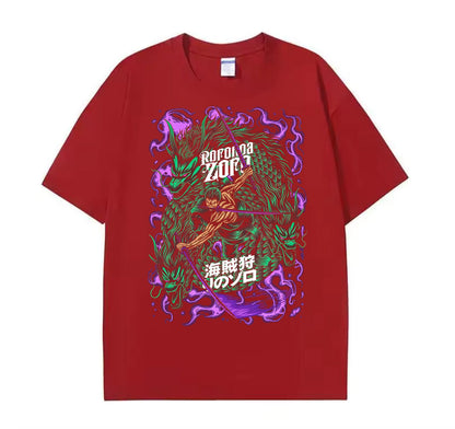 Wine Red / XS Zoro (One piece) Anime Oversize T-Shirt
