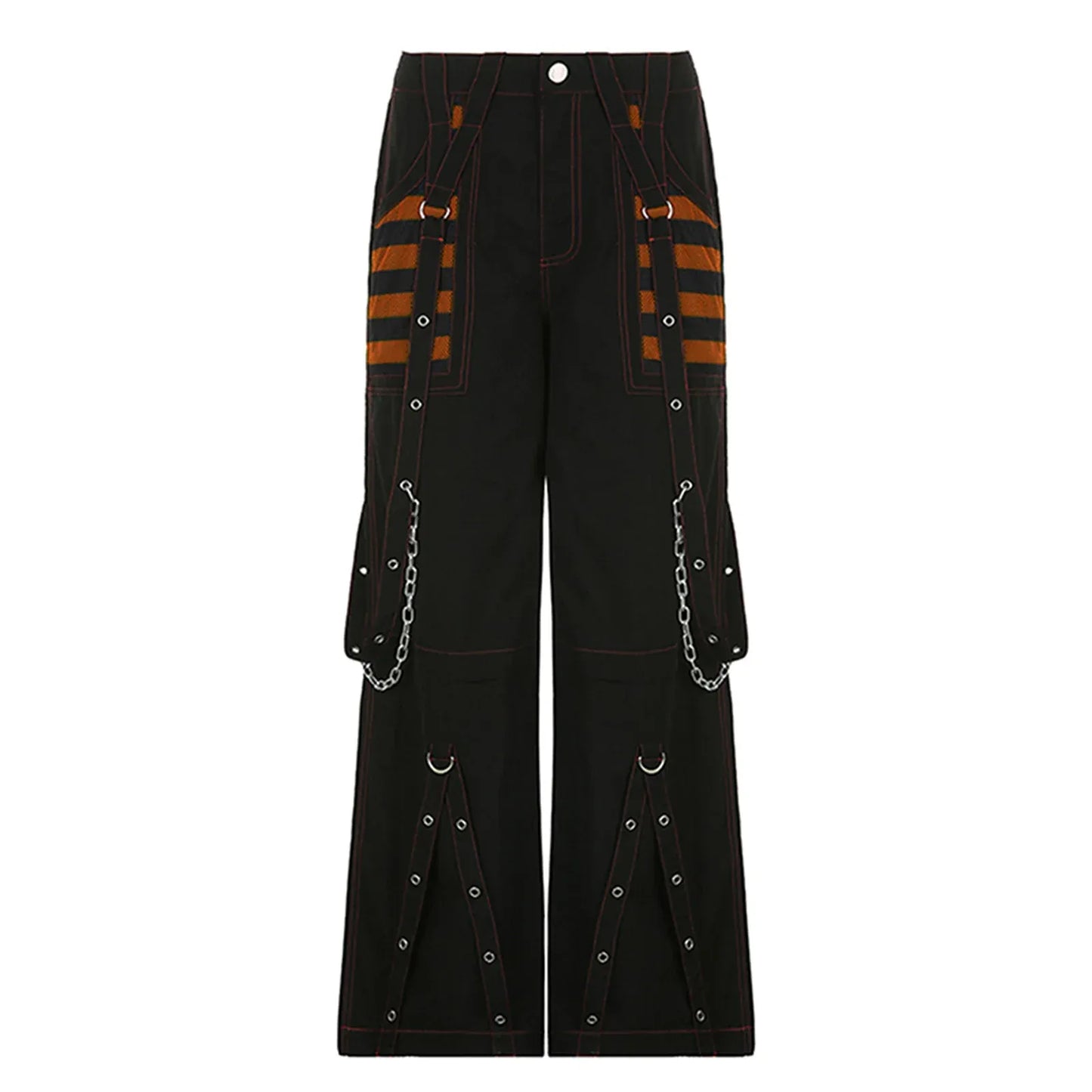 Women Goth Cargo Pants / High Waist Baggy Jeans (Victorious CryoStream)