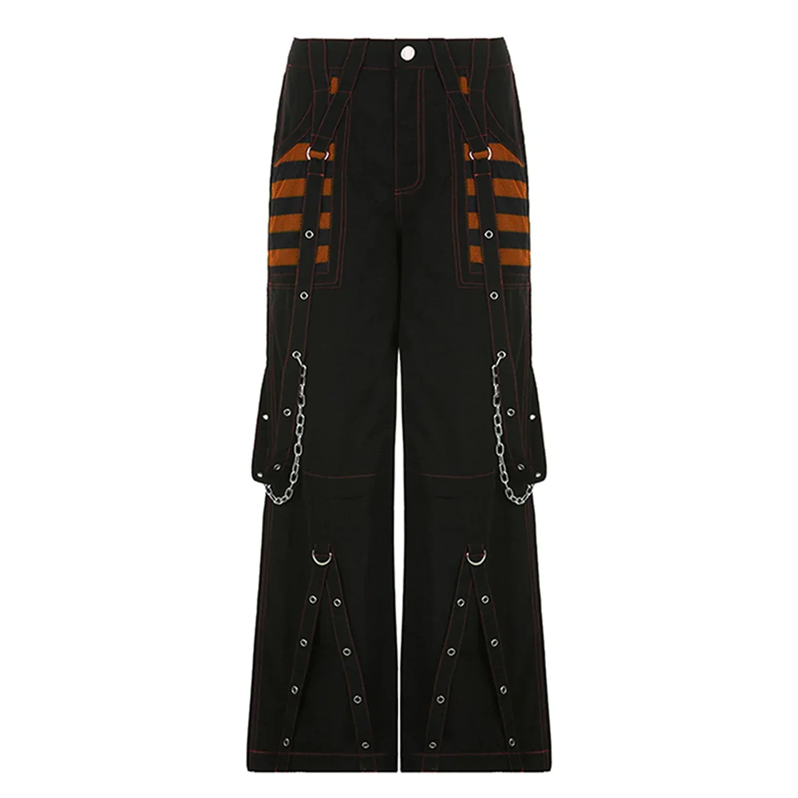 Women Goth Cargo Pants / High Waist Baggy Jeans (Victorious CryoStream)