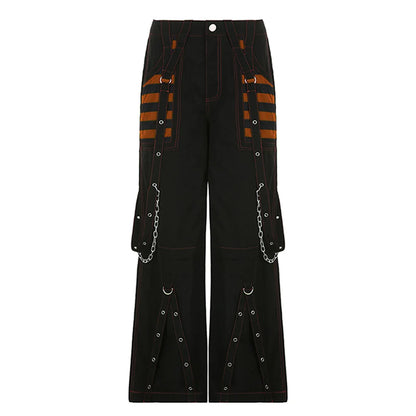 Women Goth Cargo Pants / High Waist Baggy Jeans (Victorious CryoStream)