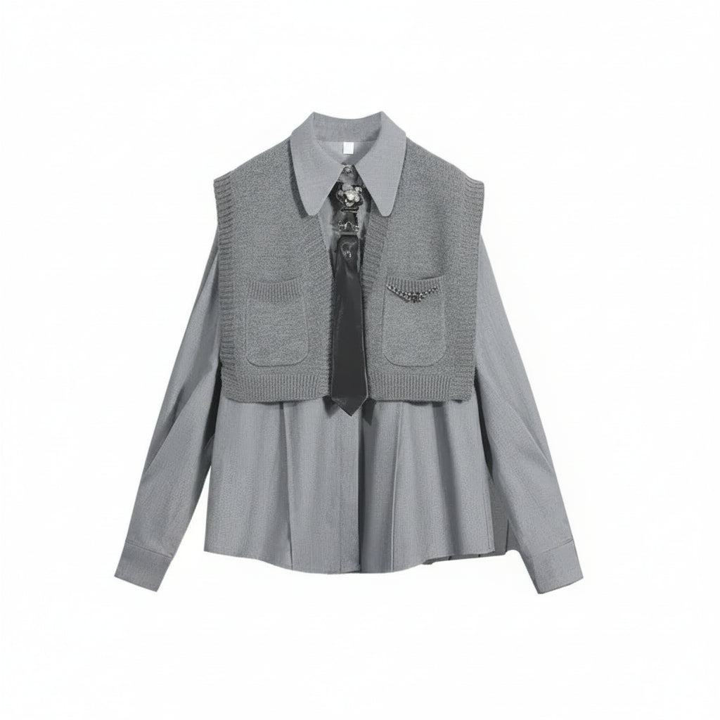Women's 2025 Spring New Chic Long Sleeved Shirt+Vest+Casual Pants Three Piece Korean Elegant Casual Matching Set Female Suit