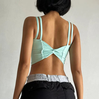 Women's Back knotted Sports Bra / High Impact Gym (Victorious Titanium Mesh)