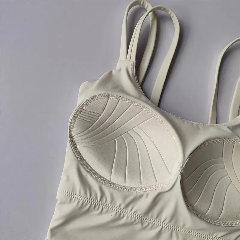 Women's Back knotted Sports Bra / High Impact Gym (Victorious Titanium Mesh)
