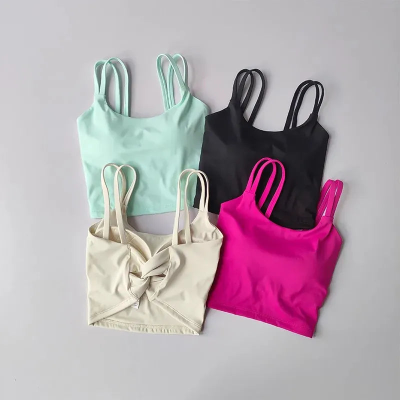 Women's Back knotted Sports Bra / High Impact Gym (Victorious Titanium Mesh)