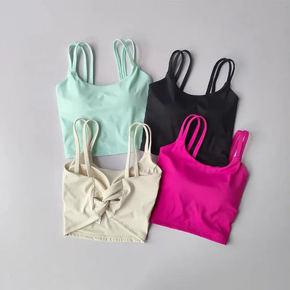 Women's Back knotted Sports Bra / High Impact Gym (Victorious Titanium Mesh)