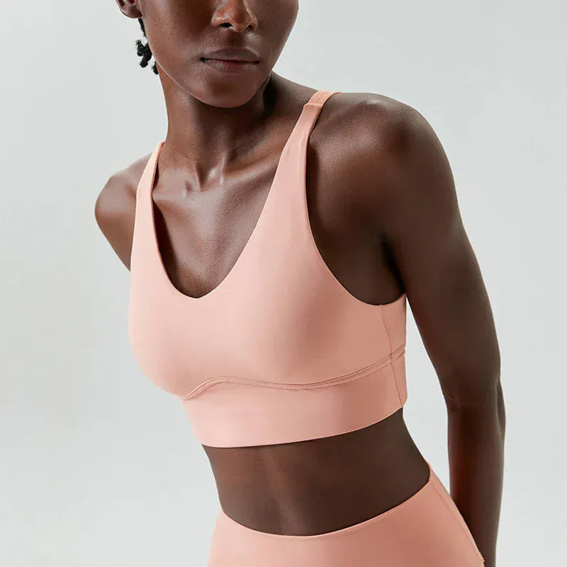 Women's Buttery Soft V-Neckline Sports Bra / Gym Bra High Impact (Victorious TechWeave)
