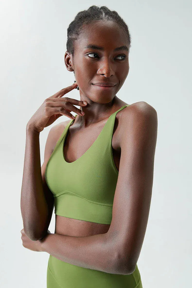 Women's Buttery Soft V-Neckline Sports Bra / Gym Bra High Impact (Victorious TechWeave)
