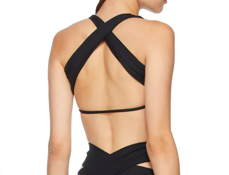 Women's Elastic Sports Bra & Shorts/ Wide Strap Cross Back Fitness Bra (Victorious Motion Matrix)