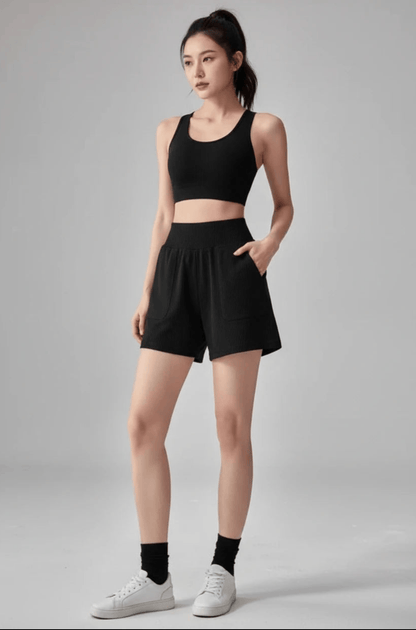 Women's High Waist Pocket Shorts/ Quick Dry Breathable Shorts