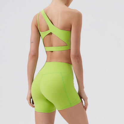 Women Sports Bra/ Push Up Fitness Bras/ One Shoulder Shockproof (Victorious Cosmo Surge)