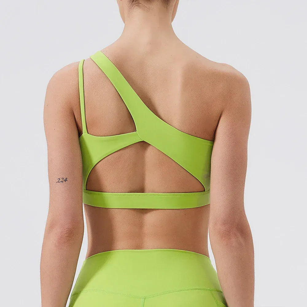 Women Sports Bra/ Push Up Fitness Bras/ One Shoulder Shockproof (Victorious Cosmo Surge)