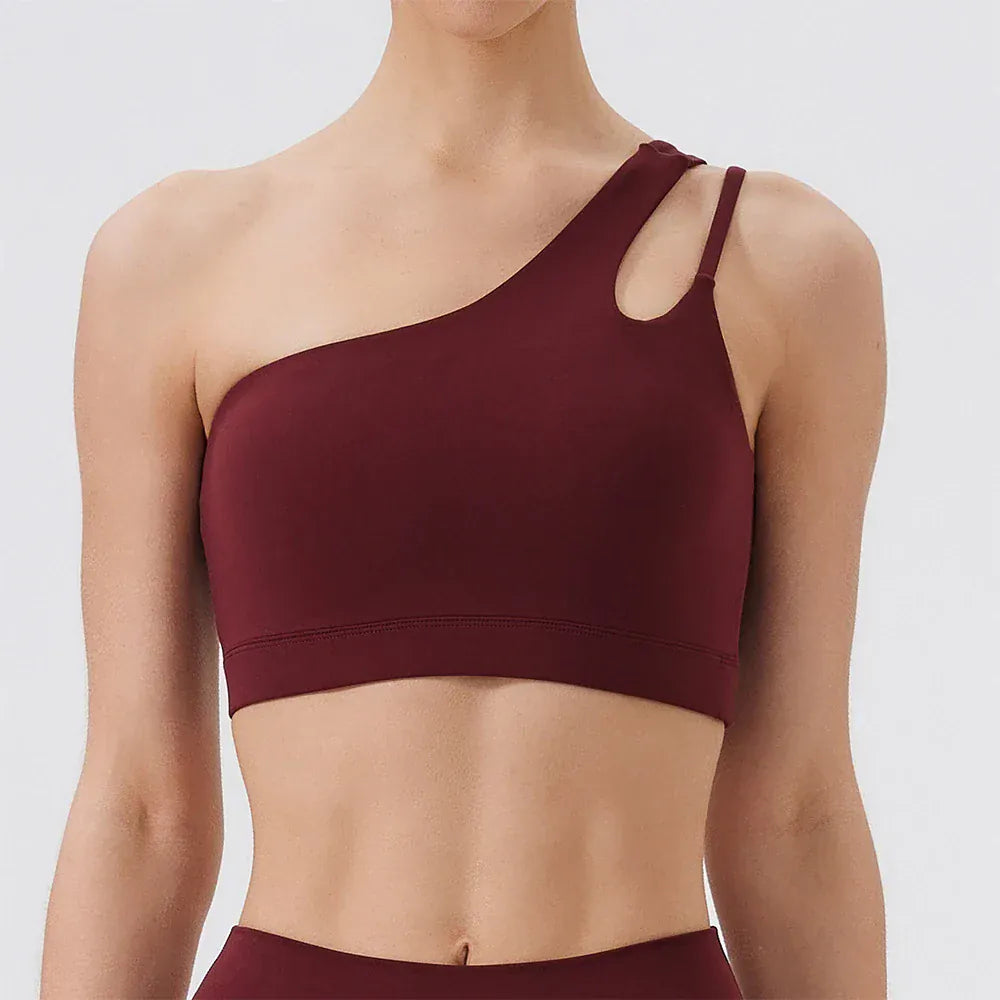 Women Sports Bra/ Push Up Fitness Bras/ One Shoulder Shockproof (Victorious Cosmo Surge)