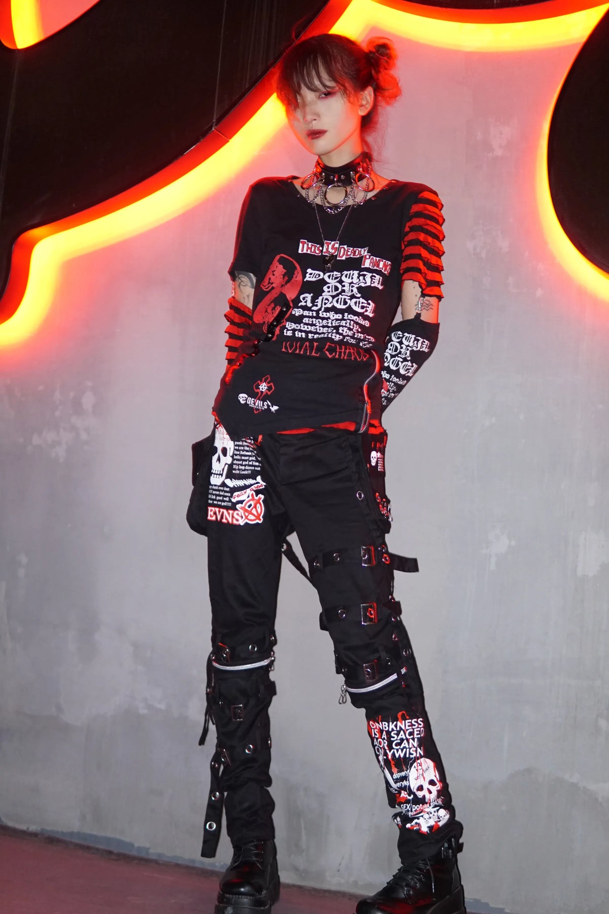 Y2k Jeans Pants Men Men's Jeans Punk Retro Skull Pattern Skeleton Gothic kill Matt Rock Printing Graffiti Straight Pants Neutral