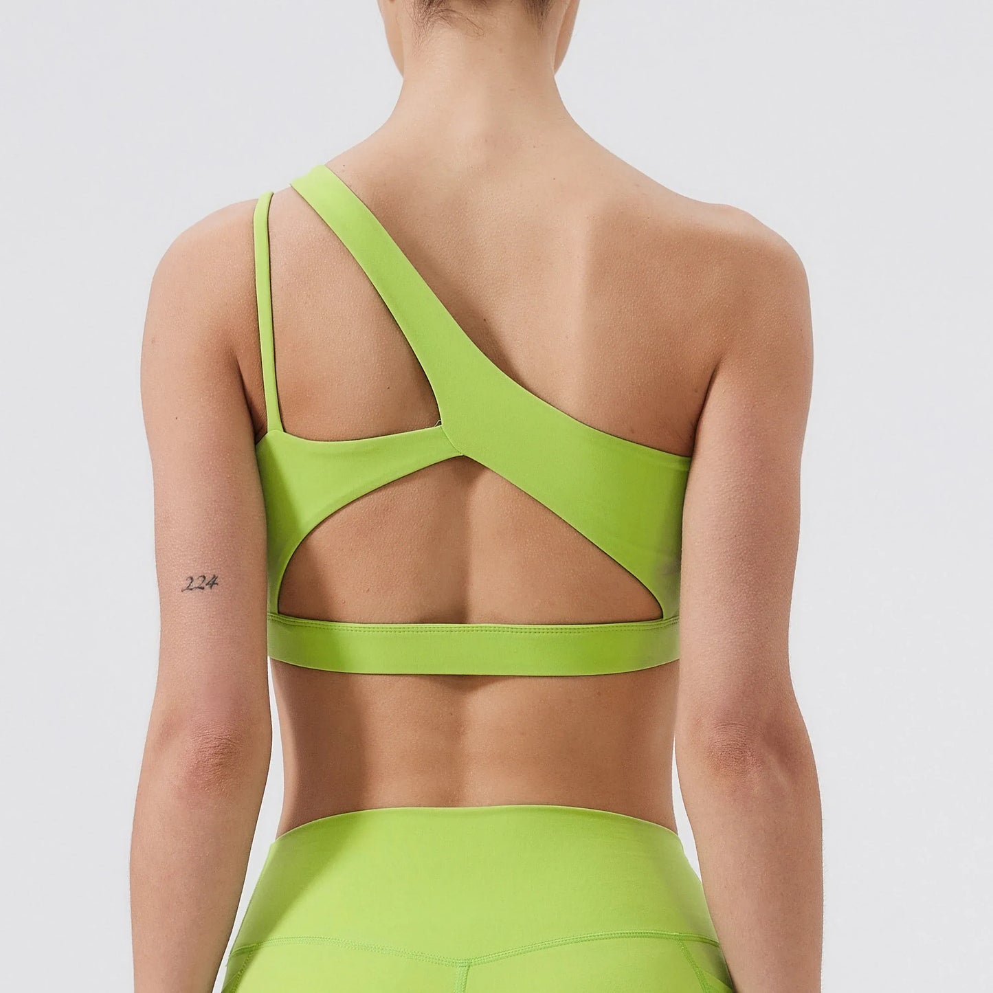 Yellow green / S Women Sports Bra/ Push Up Fitness Bras/ One Shoulder Shockproof (Victorious Cosmo Surge)