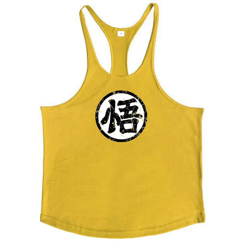 Yellow / S Gym Fitness Bodybuilding Tank Top/ Mens Sleeveless Y-back Tank Tops
