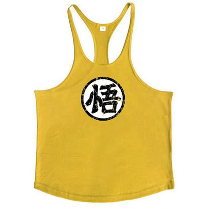 Yellow / S Gym Fitness Bodybuilding Tank Top/ Mens Sleeveless Y-back Tank Tops