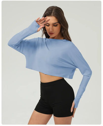 Yoga Shirts Women Long Sleeve Hollow Out Backless Crop Top (Victorious NeuraFit)