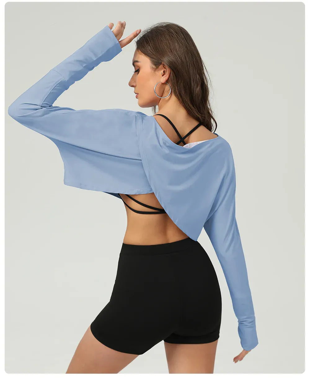 Yoga Shirts Women Long Sleeve Hollow Out Backless Crop Top (Victorious NeuraFit)