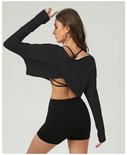 Yoga Shirts Women Long Sleeve Hollow Out Backless Crop Top (Victorious NeuraFit)
